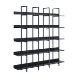Black Vintage Industrial 5-Tier Bookcase | OROA