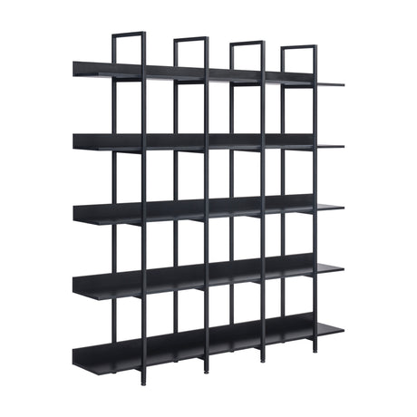 Black Vintage Industrial 5-Tier Bookcase | OROA