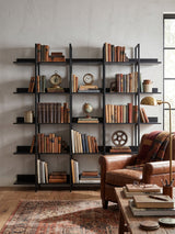 Black Vintage Industrial 5-Tier Bookcase | OROA
