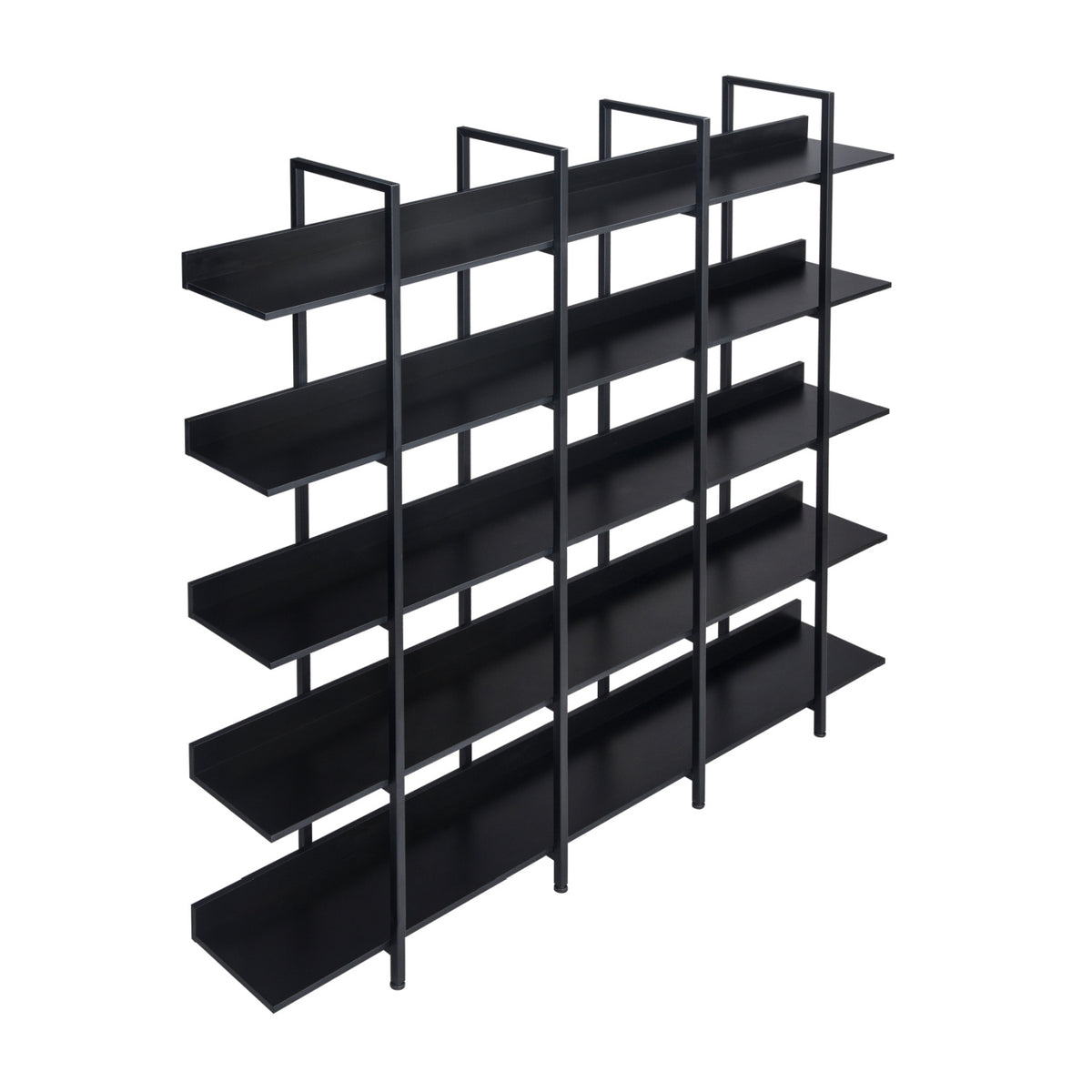 Black Vintage Industrial 5-Tier Bookcase | OROA