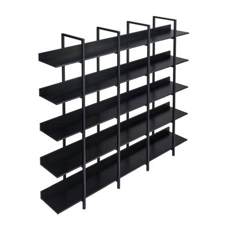 Black Vintage Industrial 5-Tier Bookcase | OROA
