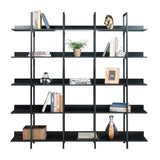 Black Vintage Industrial 5-Tier Bookcase | OROA