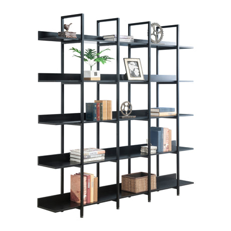 Black Vintage Industrial 5-Tier Bookcase | OROA
