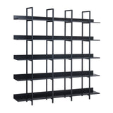 Black Vintage Industrial 5-Tier Bookcase | OROA