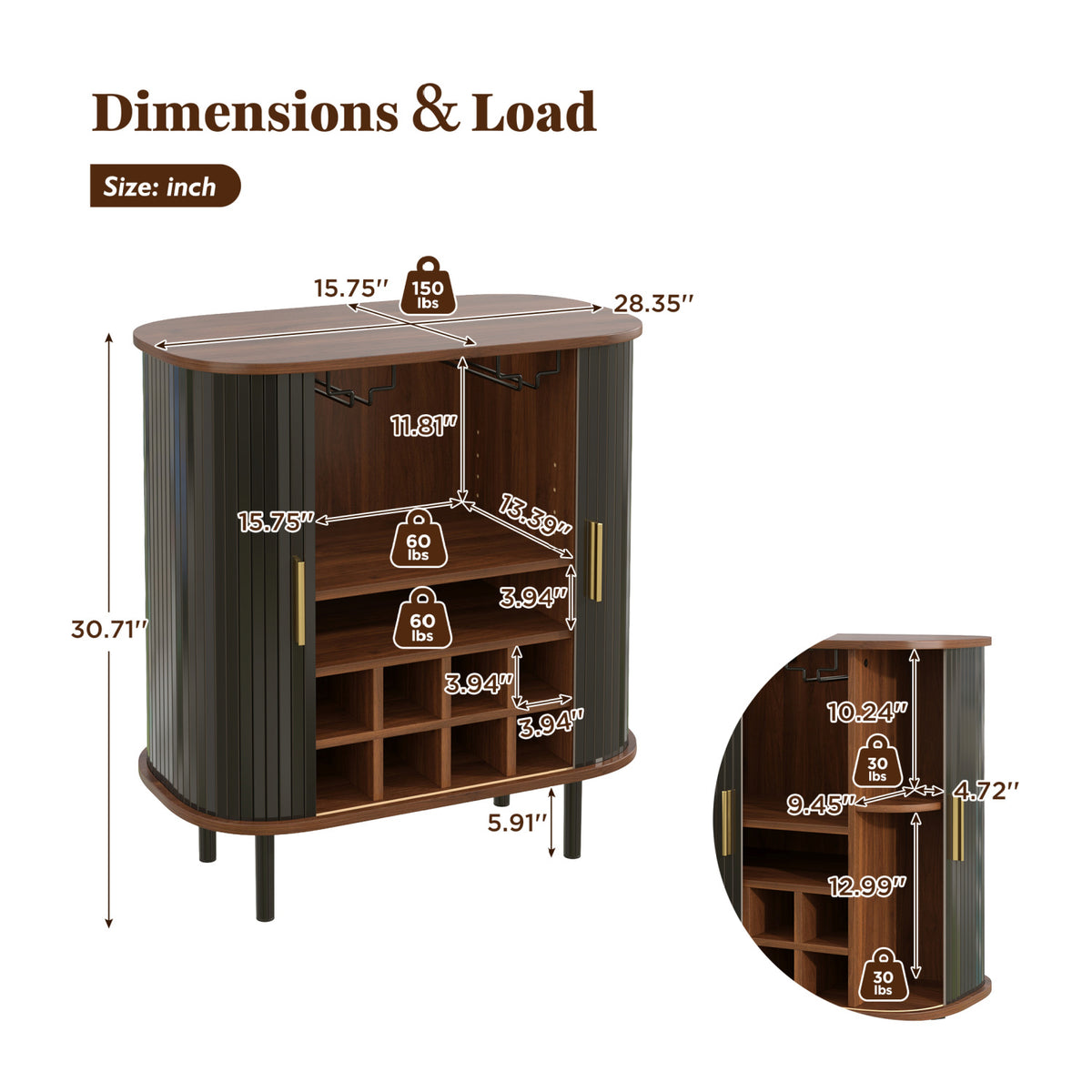 Black Wine Bar Cabinet | OROA