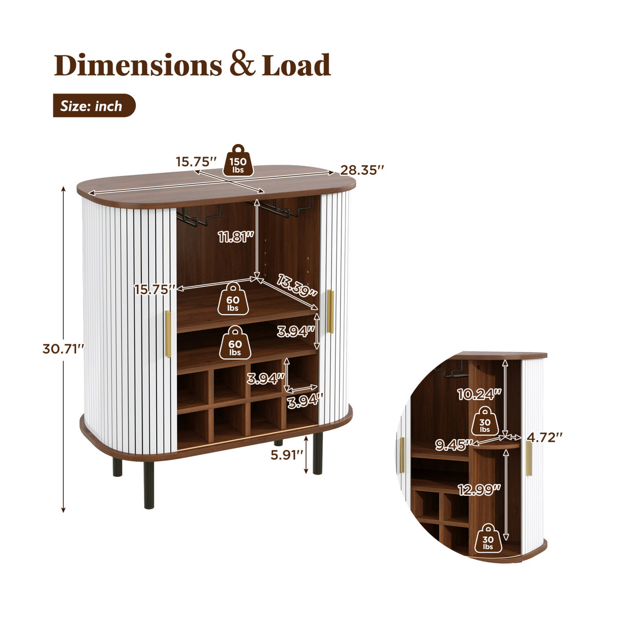Fluted Wine Bar Cabinet | OROA