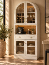 Modern European furniture - Mid-Century White Coffee Bar Cabinet - www.oroa.com