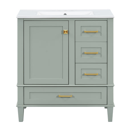 Modern European furniture - Modern Sage Green Bathroom Vanity Set with Sink - www.oroa.com