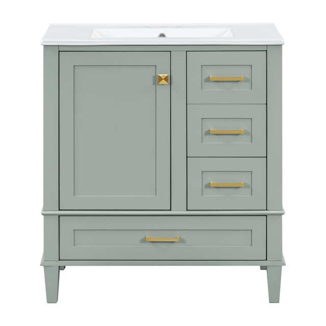 Modern European furniture - Modern Sage Green Bathroom Vanity Set with Sink - www.oroa.com