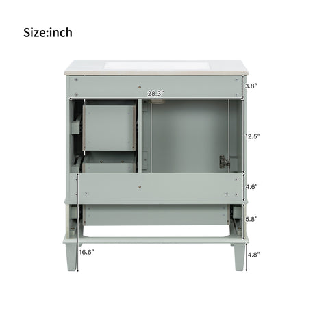 Modern European furniture - Modern Sage Green Bathroom Vanity Set with Sink - www.oroa.com