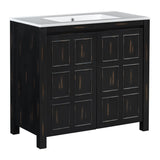 Espresso Wooden Bathroom Vanity with Ceramic Sink | OROA