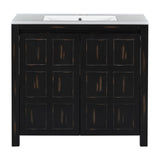 Espresso Wooden Bathroom Vanity with Ceramic Sink | OROA