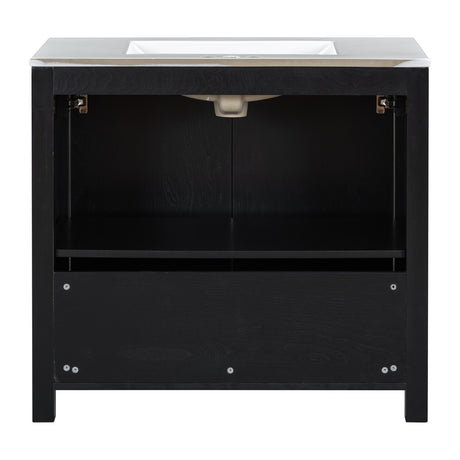 Espresso Wooden Bathroom Vanity with Ceramic Sink | OROA