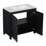 Espresso Wooden Bathroom Vanity with Ceramic Sink | OROA