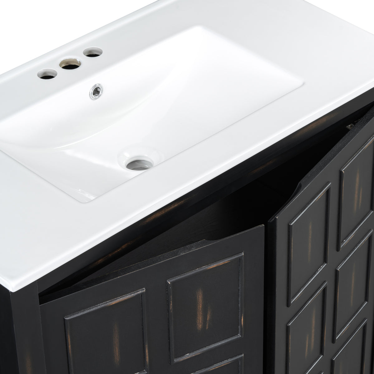 Espresso Wooden Bathroom Vanity with Ceramic Sink | OROA
