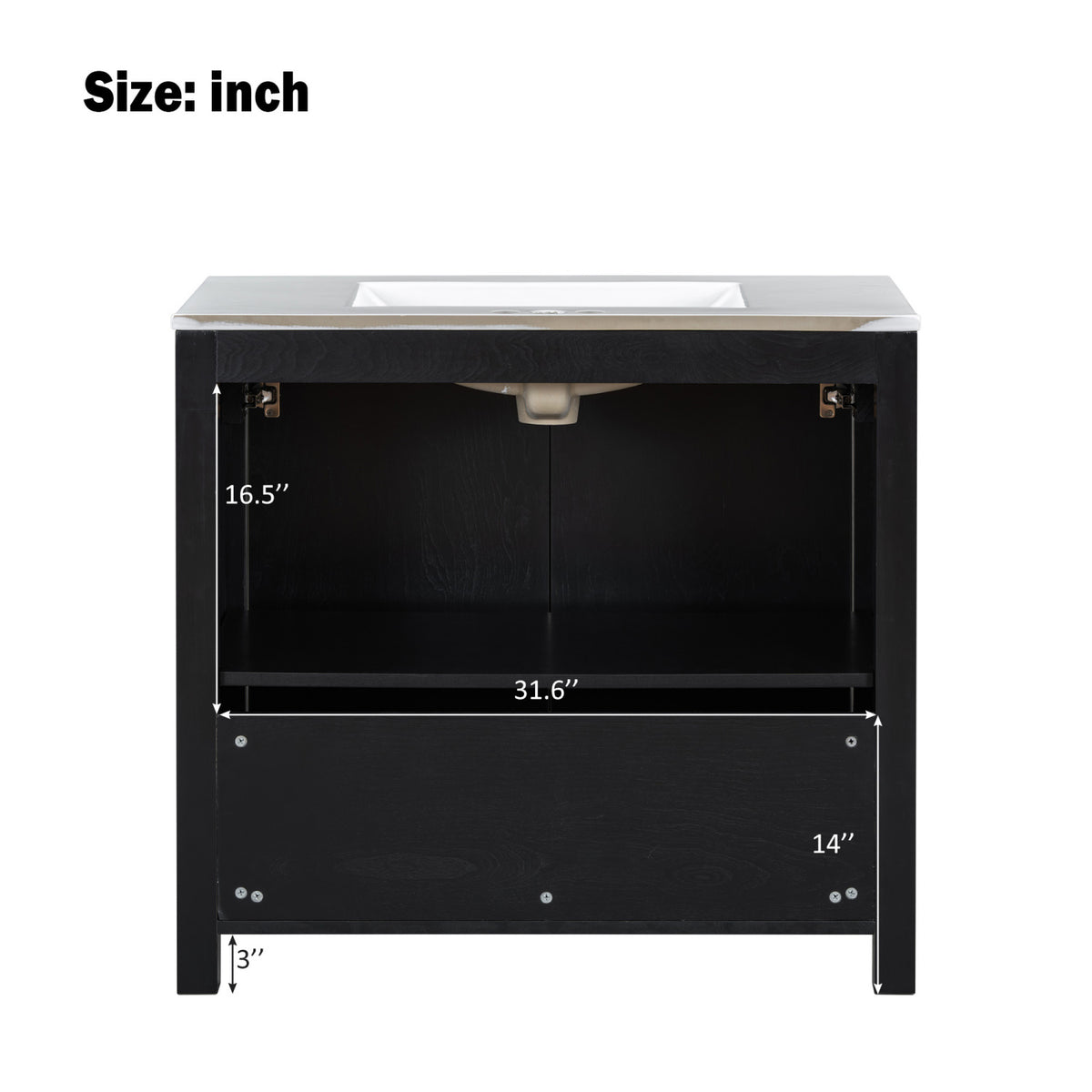 Espresso Wooden Bathroom Vanity with Ceramic Sink | OROA