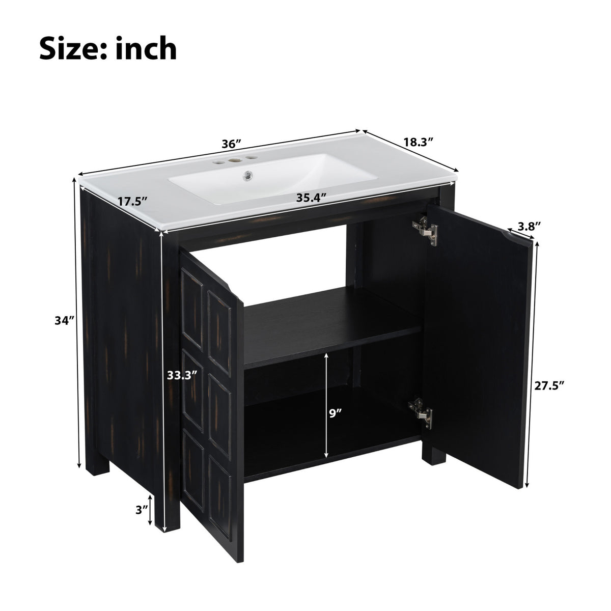 Espresso Wooden Bathroom Vanity with Ceramic Sink | OROA