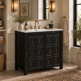 Espresso Wooden Bathroom Vanity with Ceramic Sink | OROA