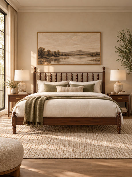 Modern European furniture - Walnut King Size Wood Bed - www.oroa.com