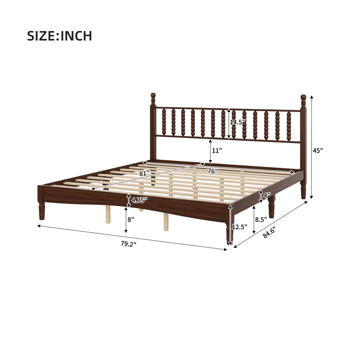 Modern European furniture - Walnut King Size Wood Bed - www.oroa.com
