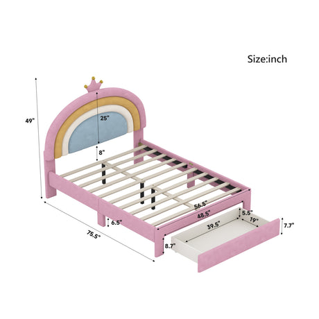 Full Size Upholstered Rainbow Design Bed | OROA Kids