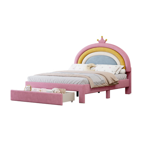 Full Size Upholstered Rainbow Design Bed | OROA Kids