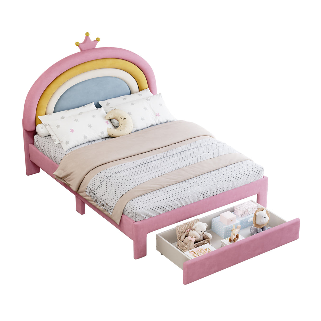Full Size Upholstered Rainbow Design Bed | OROA Kids