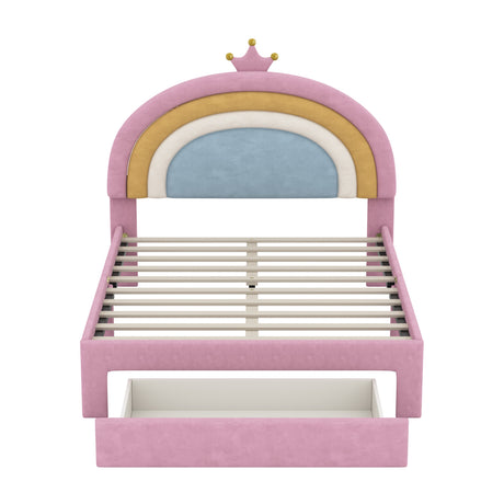 Full Size Upholstered Rainbow Design Bed | OROA Kids