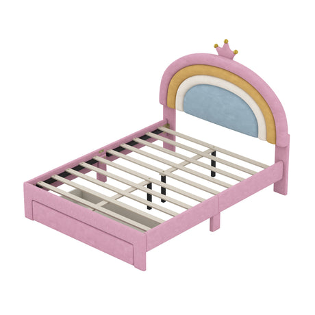 Full Size Upholstered Rainbow Design Bed | OROA Kids