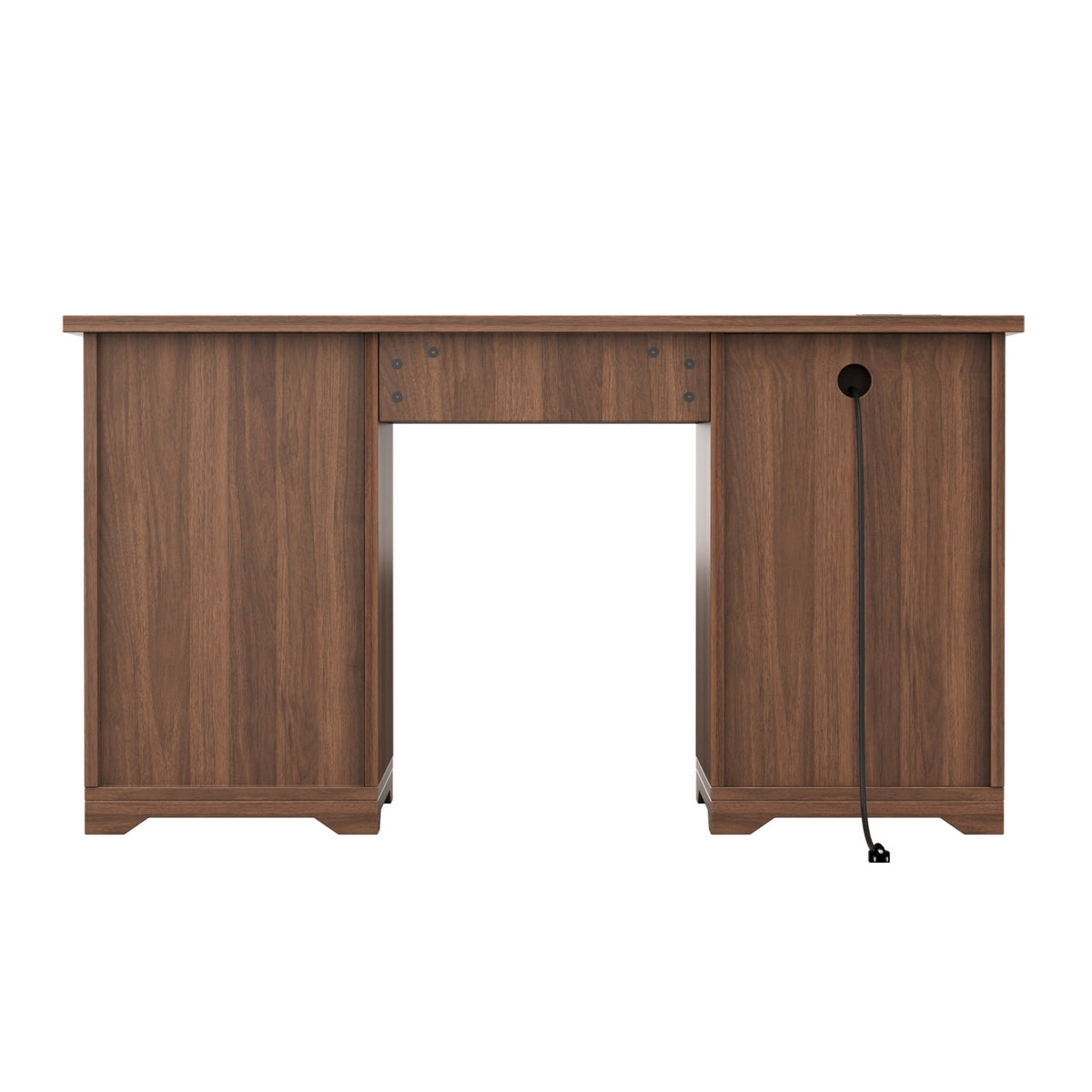 Rustic Walnut Farmhouse Executive Desk with Storage | OROA
