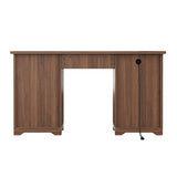 Rustic Walnut Farmhouse Executive Desk with Storage | OROA