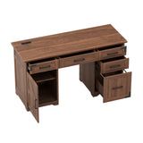 Rustic Walnut Farmhouse Executive Desk with Storage | OROA