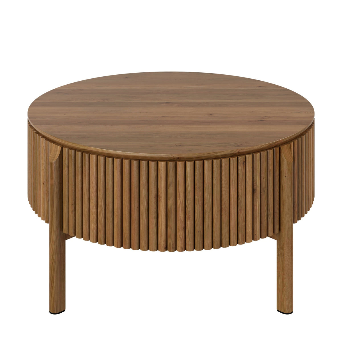 Round Walnut Fluted Lift-Top Coffee Table | OROA