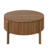 Round Walnut Fluted Lift-Top Coffee Table | OROA