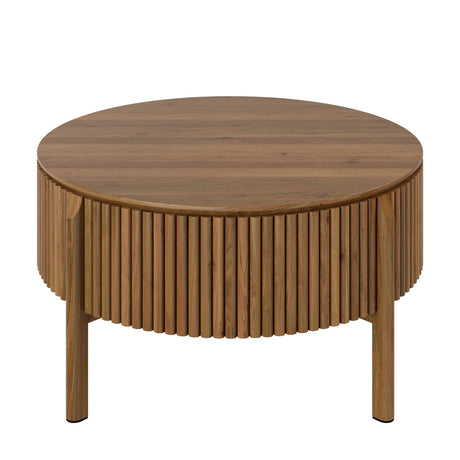 Round Walnut Fluted Lift-Top Coffee Table | OROA