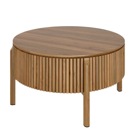 Round Walnut Fluted Lift-Top Coffee Table | OROA