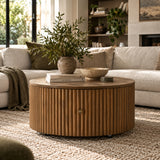 Round Fluted Drum Coffee Table | Maison Naturelle