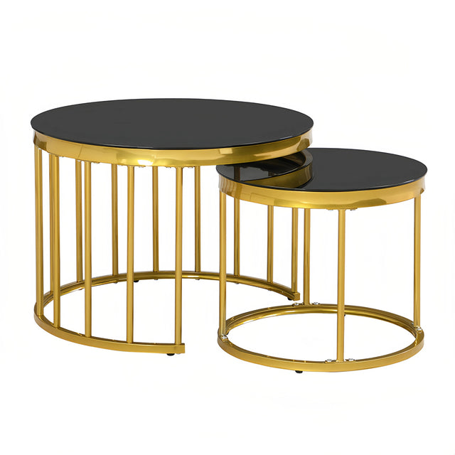 Black Gold Round Nesting Coffee Table - www.oroa.com