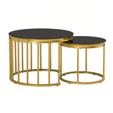 Black Gold Round Nesting Coffee Table - www.oroa.com