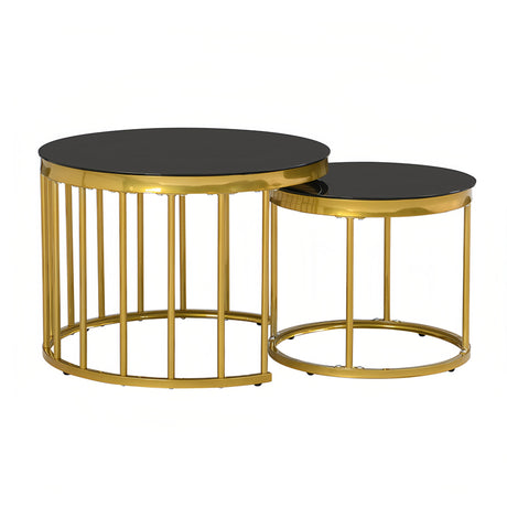 Black Gold Round Nesting Coffee Table - www.oroa.com