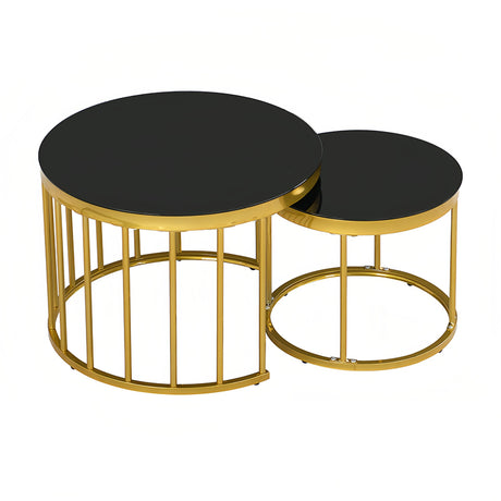Black Gold Round Nesting Coffee Table - www.oroa.com