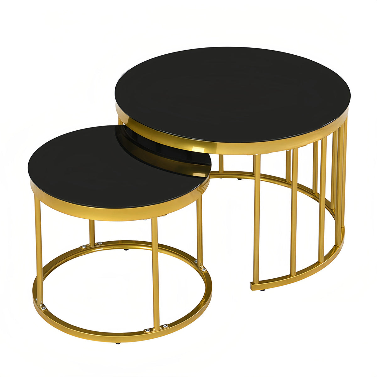 Black Gold Round Nesting Coffee Table - www.oroa.com