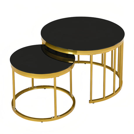 Black Gold Round Nesting Coffee Table - www.oroa.com