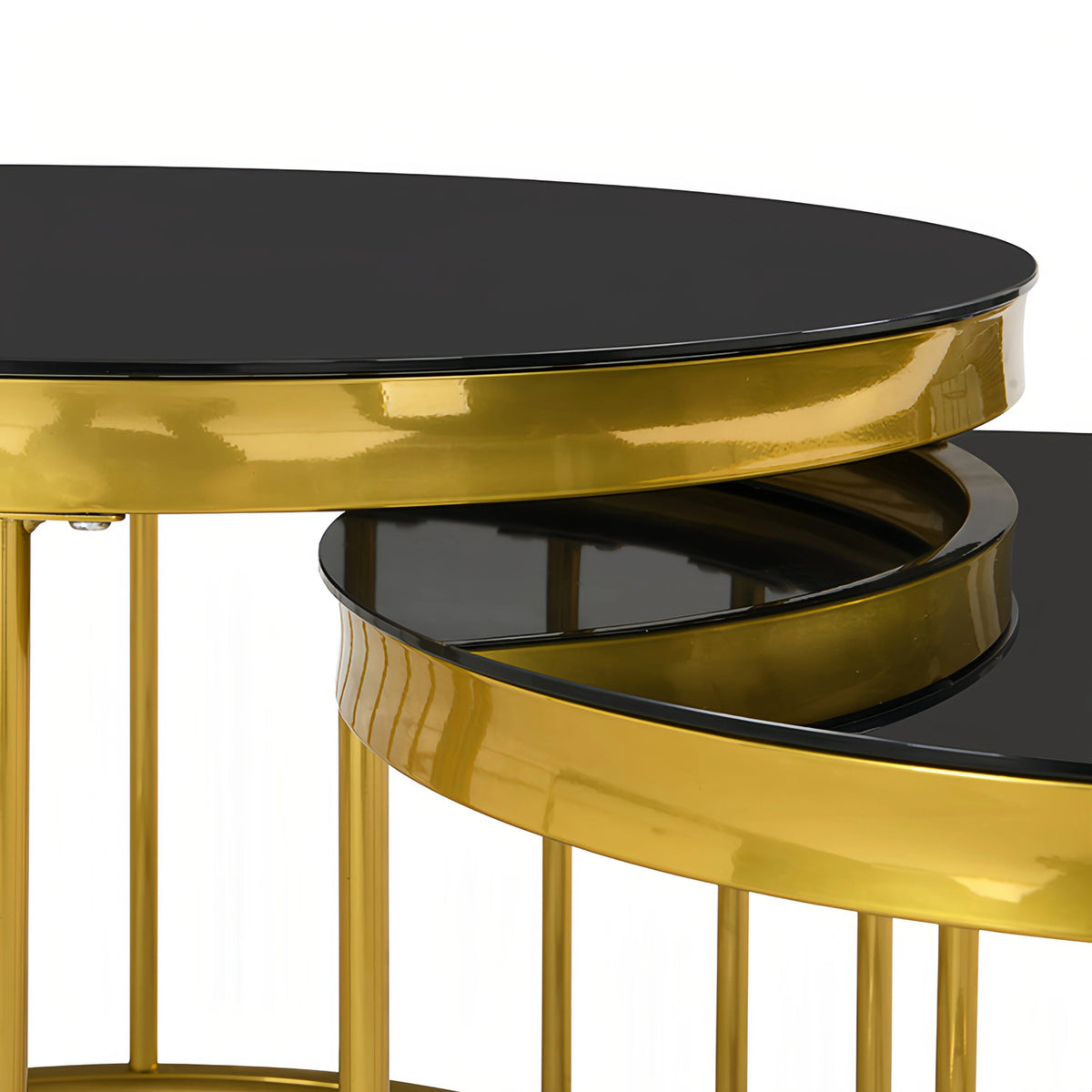 Black Gold Round Nesting Coffee Table - www.oroa.com