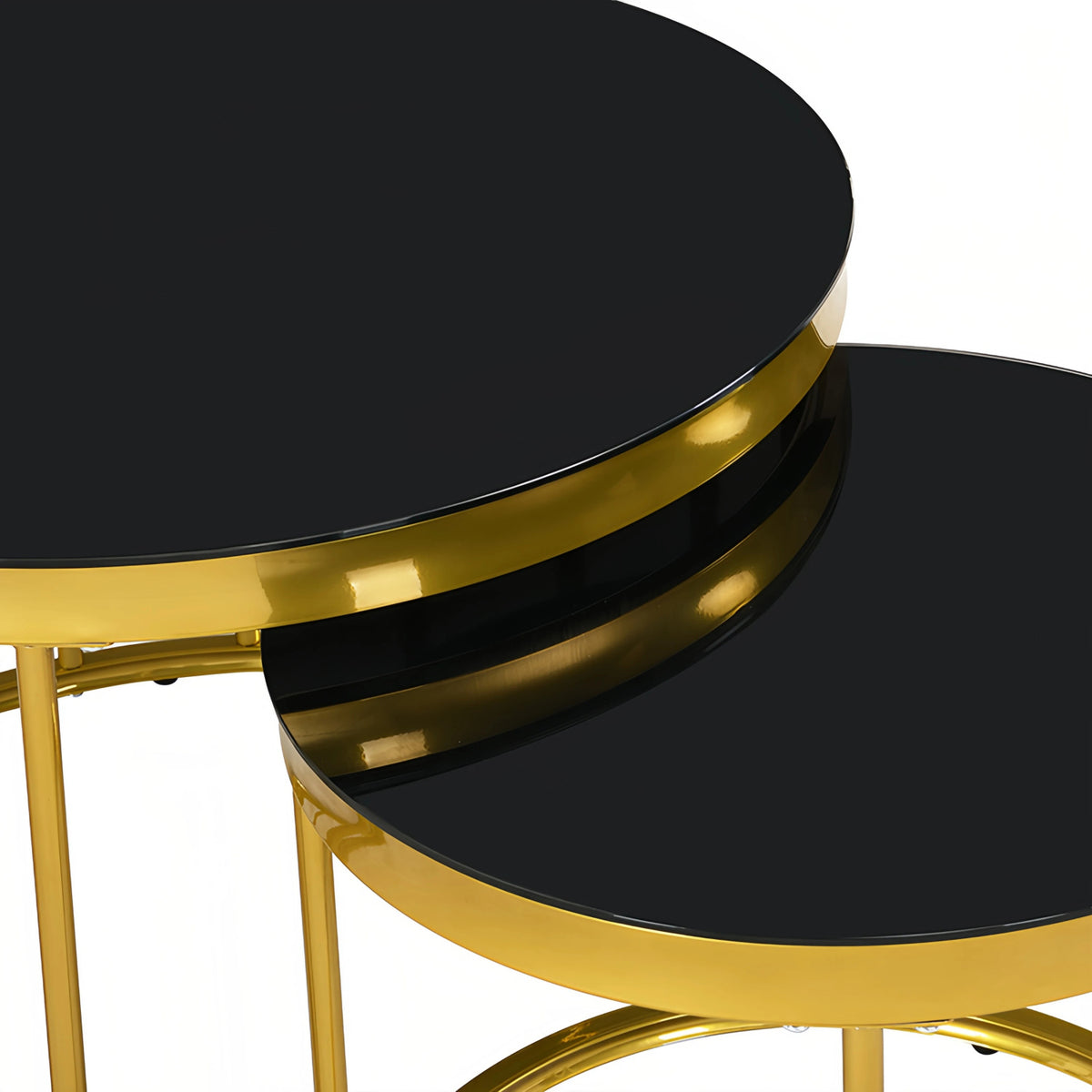 Black Gold Round Nesting Coffee Table - www.oroa.com