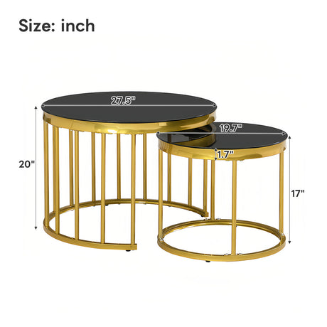 Black Gold Round Nesting Coffee Table - www.oroa.com