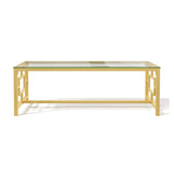 Modern Gold Geometric Tempered Glass Coffee Table | OROA