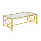 Modern Gold Geometric Tempered Glass Coffee Table | OROA