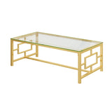 Modern Gold Geometric Tempered Glass Coffee Table | OROA