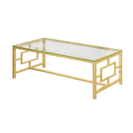 Modern Gold Geometric Tempered Glass Coffee Table | OROA